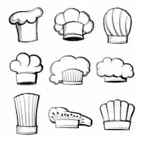 Free vector outline chef hats and toques set