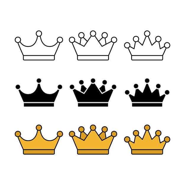 Free vector outline glyph and filled line crowns