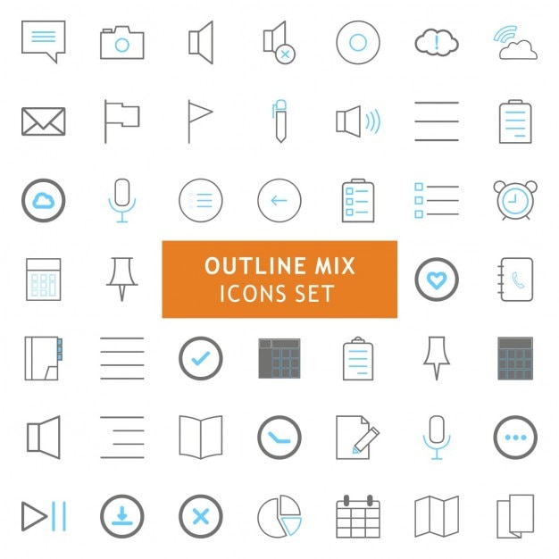 Free vector outline icons set