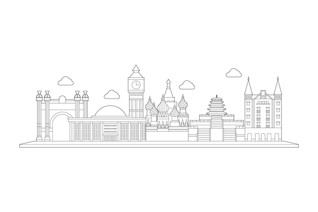 Outline landmarks skyline concept