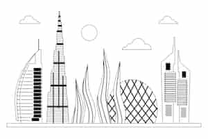 Free vector outline landmarks skyline concept