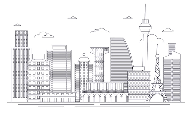 Outline landmarks skyline concept