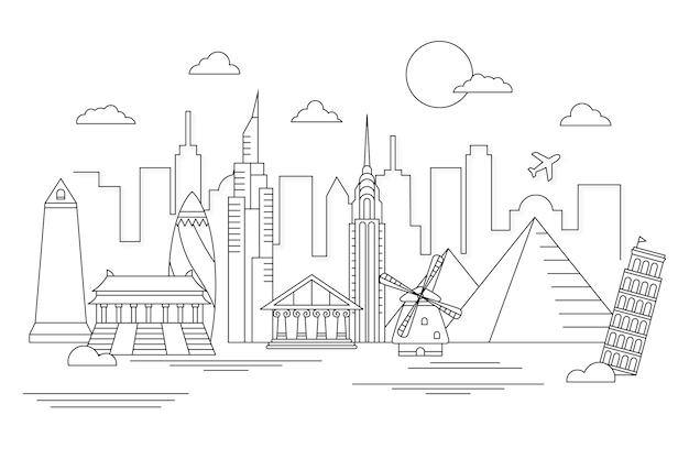 Outline landmarks skyline design