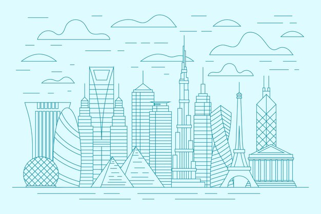 Free Vector outline landmarks skyline theme