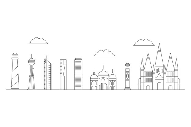 Outline landmarks skyline tourism