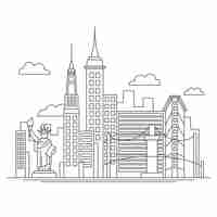 Free vector outline landmarks skyline with buildings