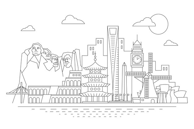 Outline landmarks skyline