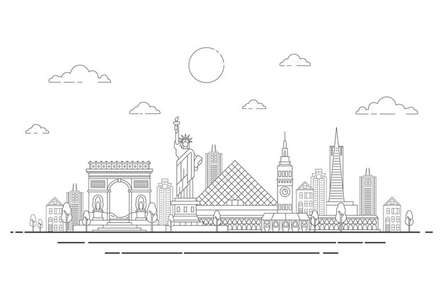 Outline landmarks skyline