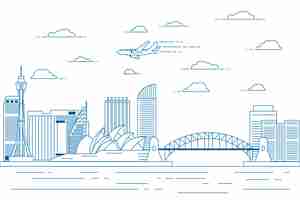 Free vector outline landmarks skyline