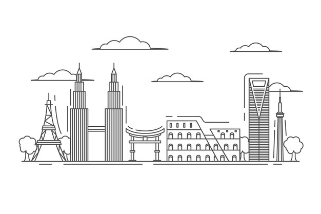 Outline landmarks skyline