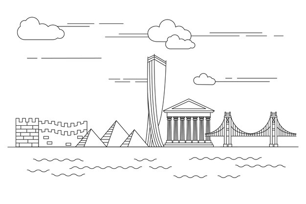 Outline landmarks skyline