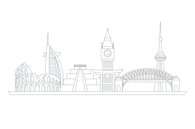 Outline landmarks skyline