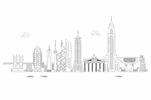 Free vector outline landmarks skyline