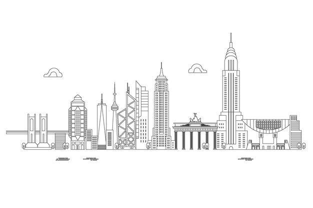 Outline landmarks skyline