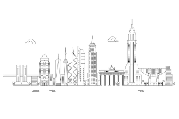 Outline landmarks skyline