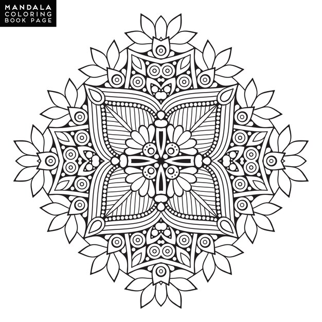 Outline Mandala for coloring book. Decorative round ornament. Anti-stress therapy pattern. Weave design element. Yoga logo, background for meditation poster. Unusual flower shape. Oriental vector.