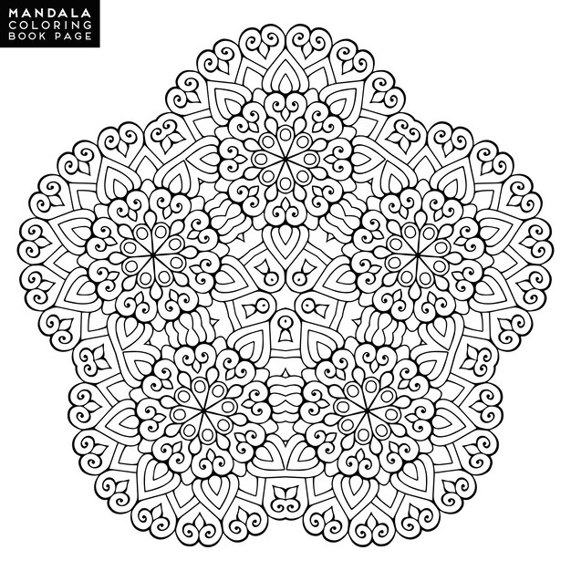 Outline Mandala for coloring book. Decorative round ornament. Anti-stress therapy pattern. Weave design element. Yoga logo, background for meditation poster. Unusual flower shape. Oriental vector.