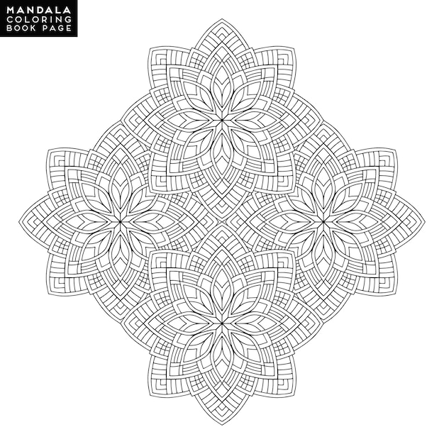 Outline mandala for coloring book. decorative round ornament. anti-stress therapy pattern. weave design element. yoga logo, background for meditation poster. unusual flower shape. oriental vector.