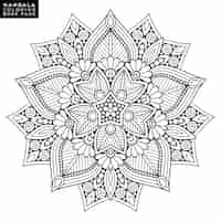 Free vector outline mandala for coloring book. decorative round ornament. anti-stress therapy pattern. weave design element. yoga logo, background for meditation poster. unusual flower shape. oriental vector.