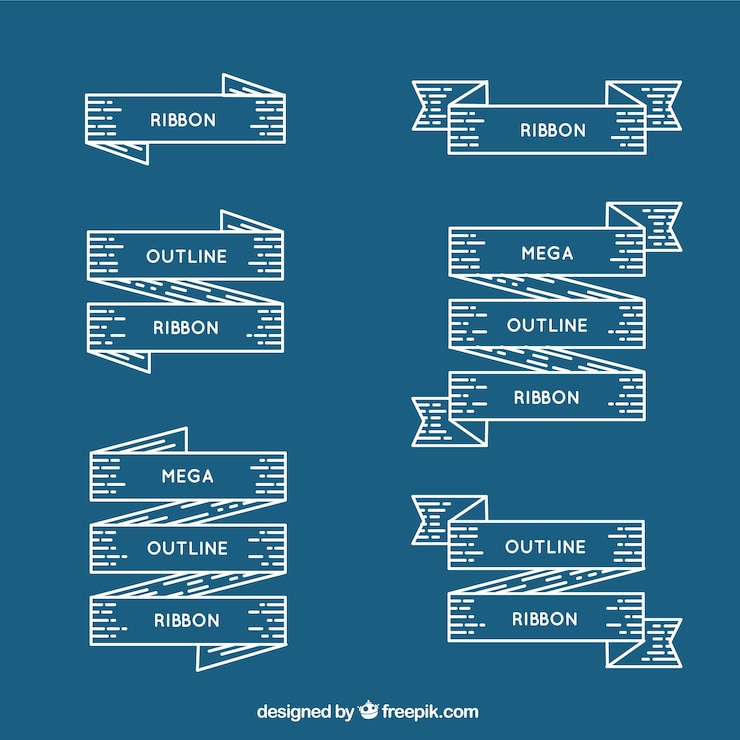 Free Vector outline ribbons in retro style