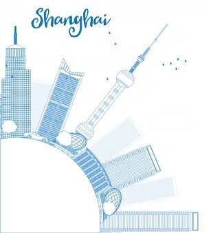 Premium Vector Outline Shanghai Skyline With Blue Skyscrapers Premium Vector Outline Shanghai Skyline With Blue Skyscrapers