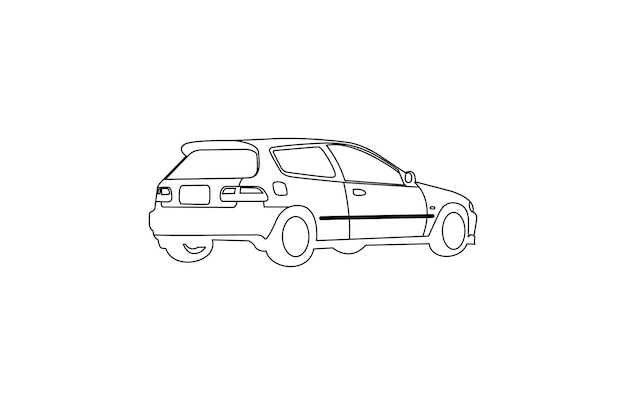 Outline vector concept car coupe hatchback back view