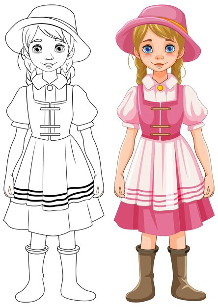 Free vector outline of woman in german bavarian outfit