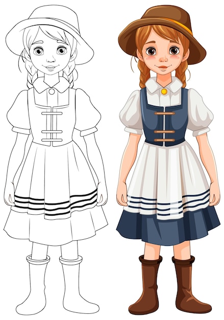 Free vector outline of woman in german bavarian outfit