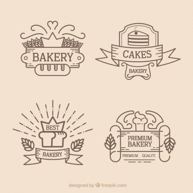 Outlined bakery logos