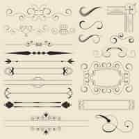 Free vector outlined decorative ornaments