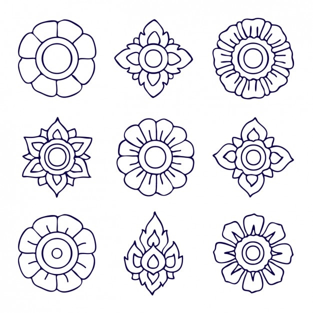 Free vector outlined floral ornaments design