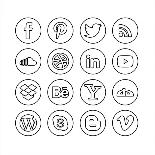 Free vector outlined social media buttons set