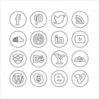 Free vector outlined social media buttons set
