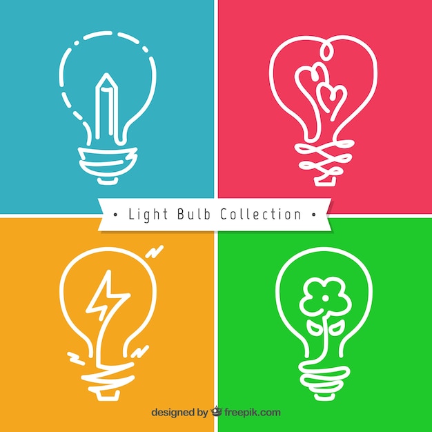 Outlines light bulbs collection