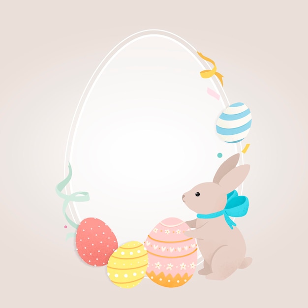 Oval Easter frame with bunny and eggs