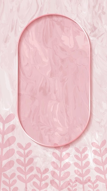 Free vector oval frame on pink botanical background