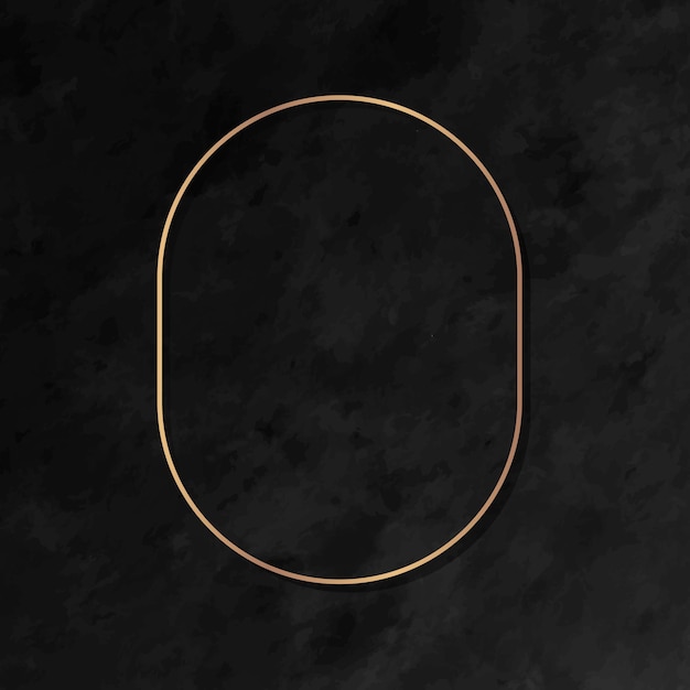 Oval gold frame on black marble background