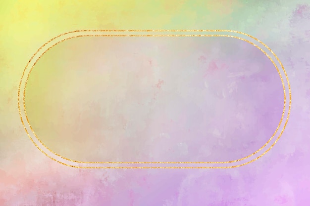Oval gold frame on purple background 