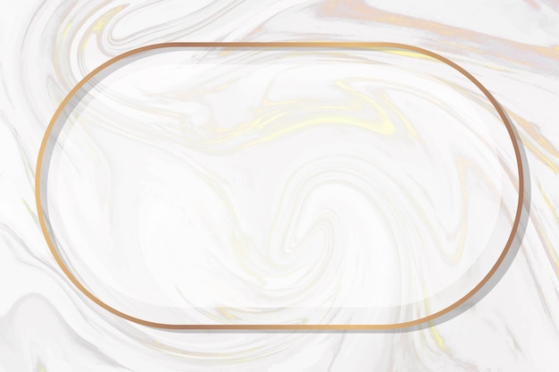 Oval gold frame on white swirled background vector