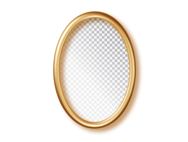 Oval gold frames with an empty space inside and shadows isolated golden luxury realistic border