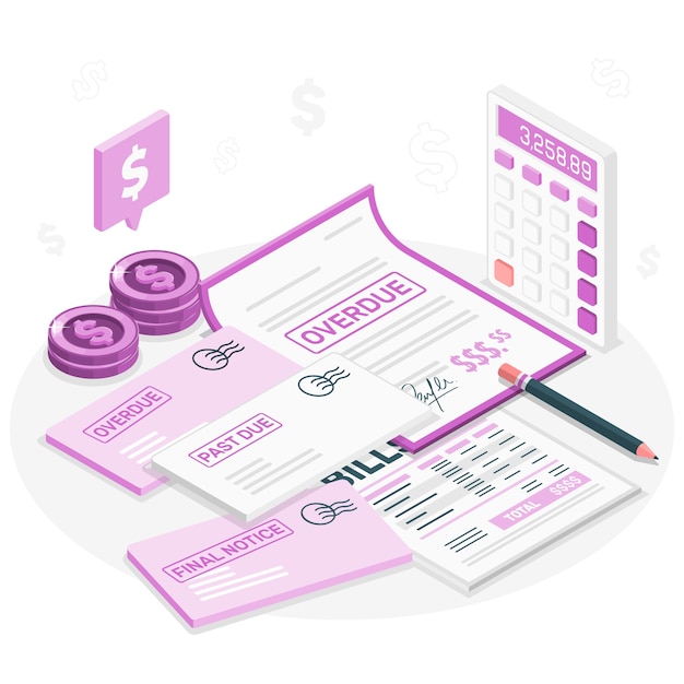 Free vector overdue bills concept illustration