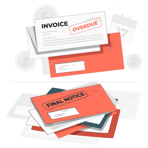 Free vector overdue bills concept illustration