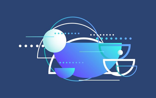 Overlapping design elements on blue background vector illustration