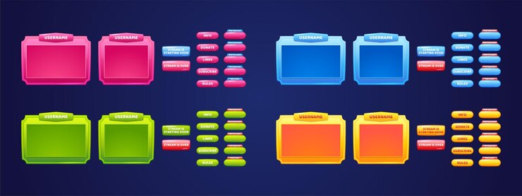Free Vector overlay panels and buttons for live game stream