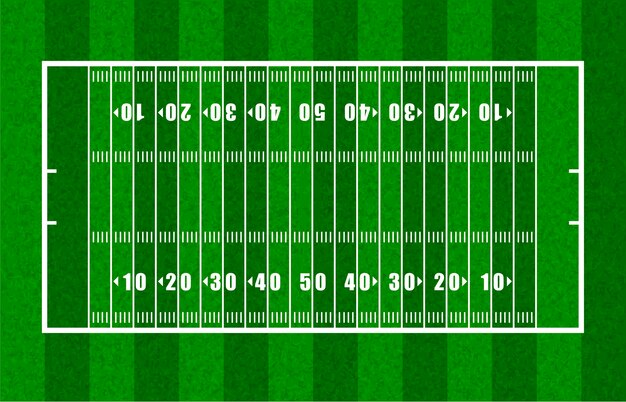 Overview of American Football Field Showing Yard Lines