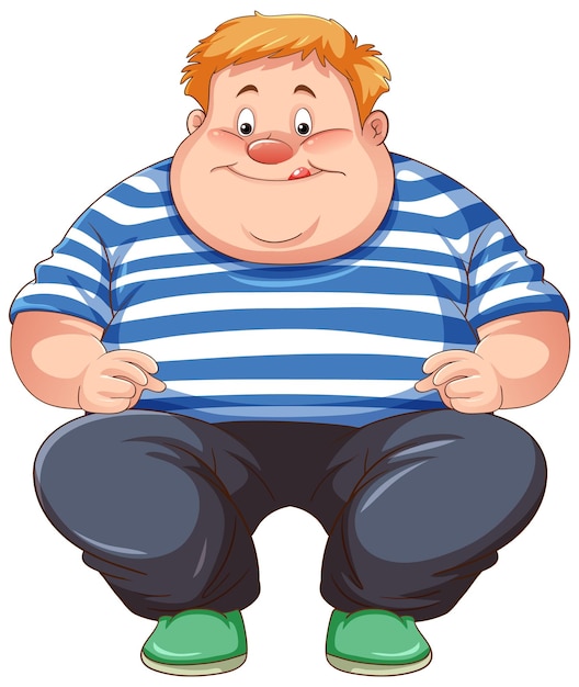 Бесплатное векторное изображение Мужчина с избыточным весом сидит изолированно