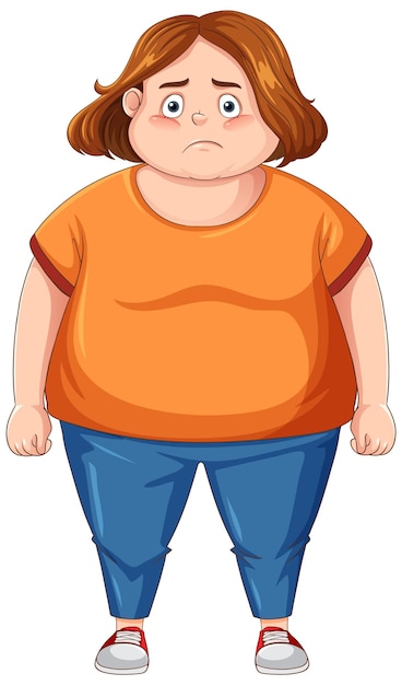 Vettore gratuito personaggio dei cartoni animati di donna in sovrappeso