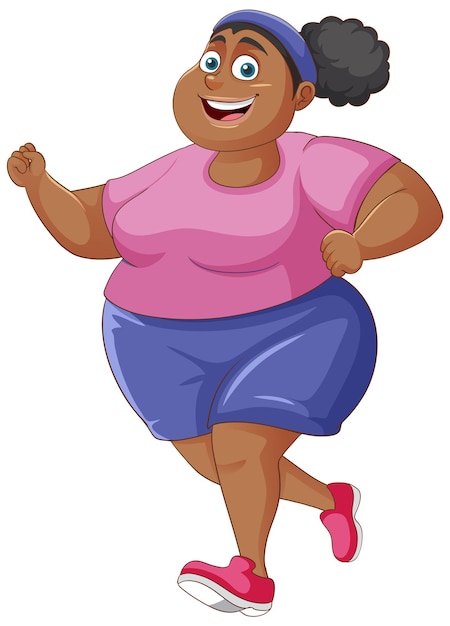 Overweight woman in workout outfit