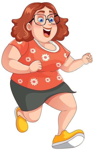 Overweight woman in workout outfit