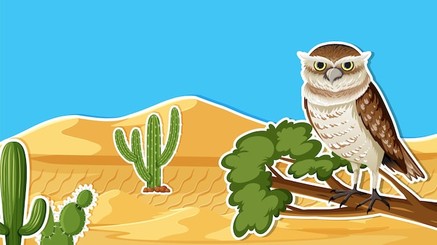 Free vector an owl in desert background